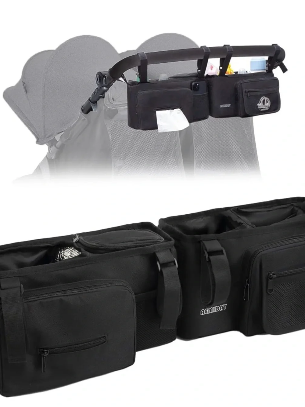 Mido Black Multi-Pocket Stroller Organizer